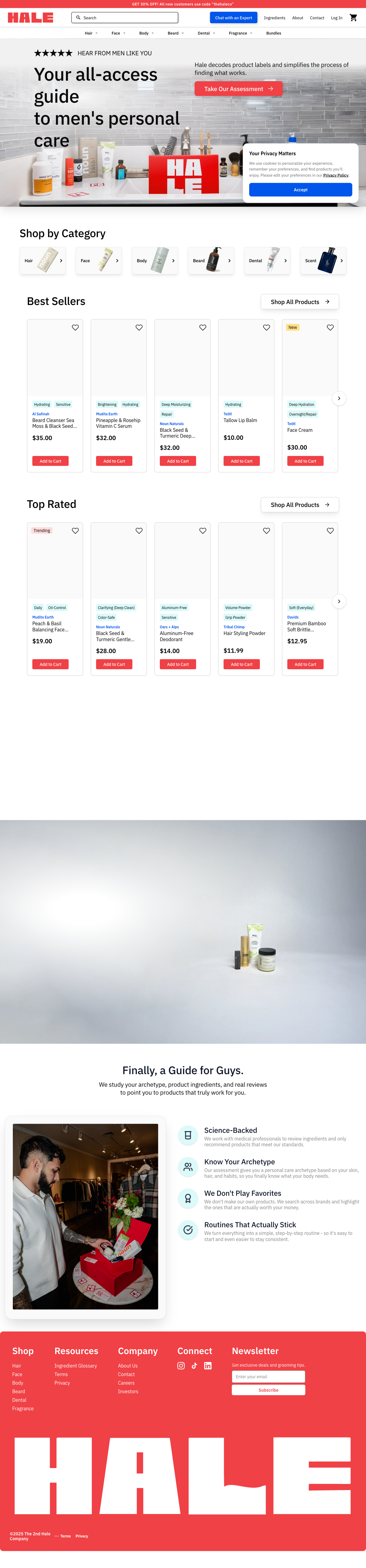 Desktop screenshot of The Hale homepage